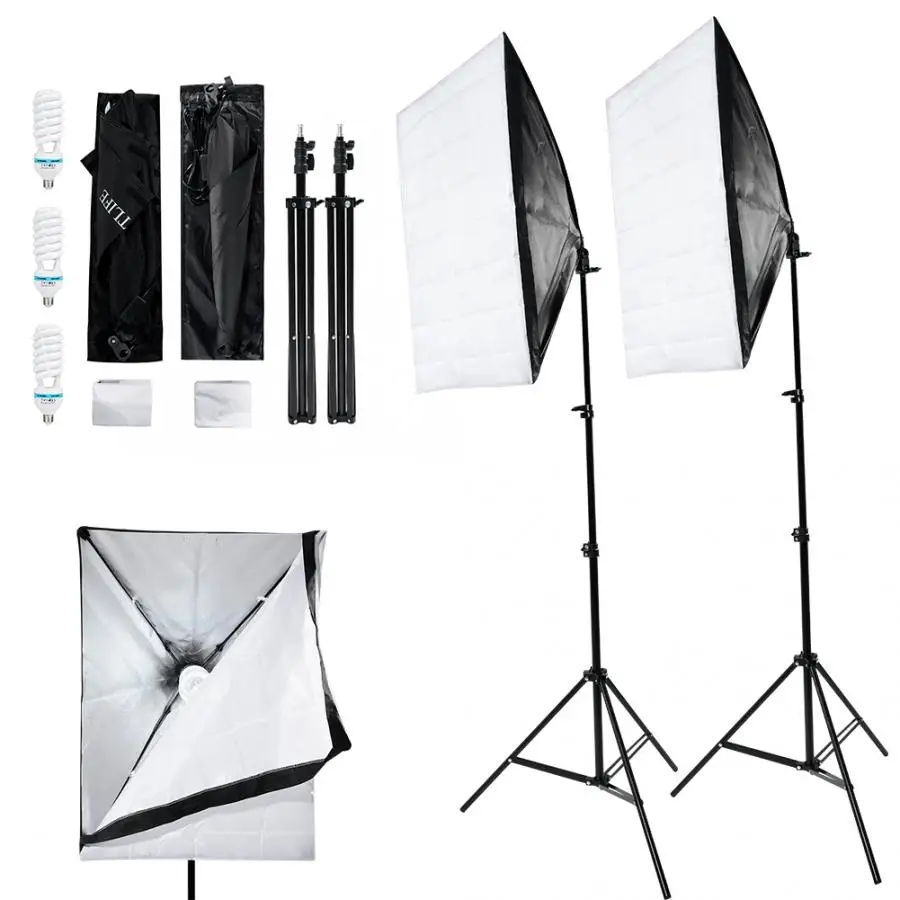 Fotografia acessorio набор для фотосъемки = 50*70 см софтбокс+ 2 м осветительная подставка+ 135 Вт лампа+ сумка для хранения фотостудии комплект