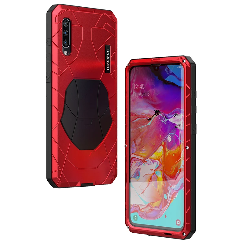 Для samsung Galaxy A70 чехол для телефона жесткий алюминиевый металлический Закаленное стекло Защитная крышка для экрана сверхпрочный защитный силиконовый чехол