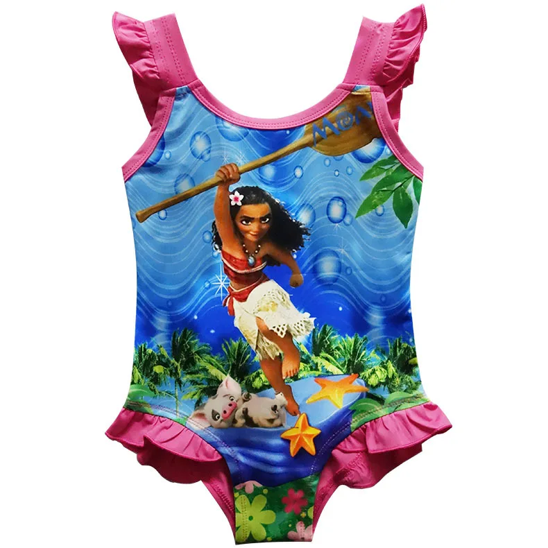 2018 new Moana trolls baby girl biquini one piece moana Cartoon swimming Bathing Suit Swim Wear Bikini Girls 4-10Y | Детская одежда и