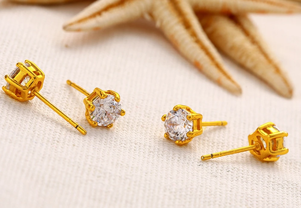 Серьги гвоздики с фианитами 2 пары|stud earrings|children stud earringsearrings baby |