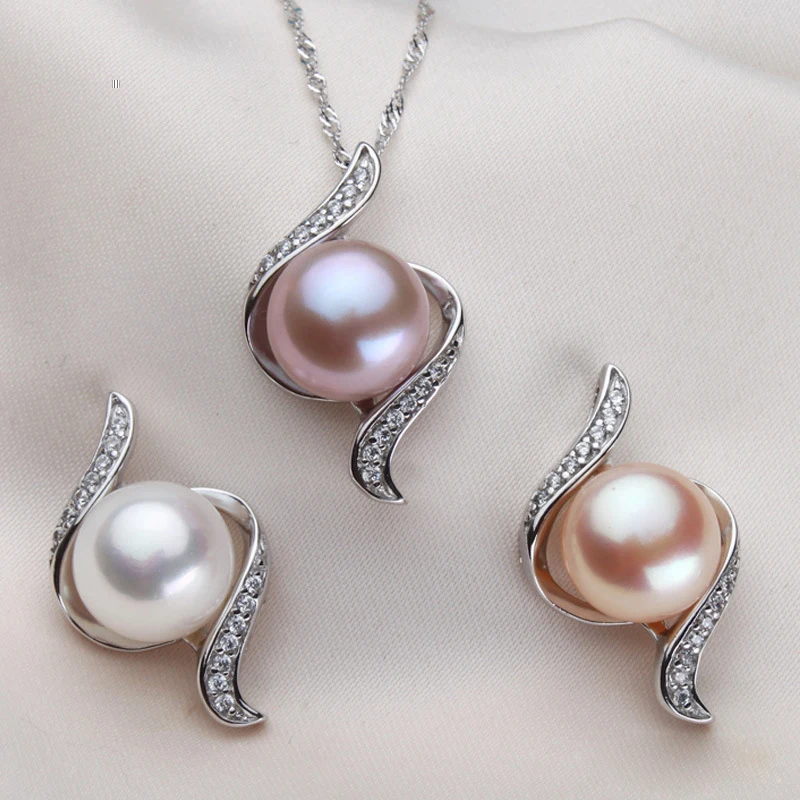 Женское ожерелье с подвеской из натурального пресноводного жемчуга серебро 925