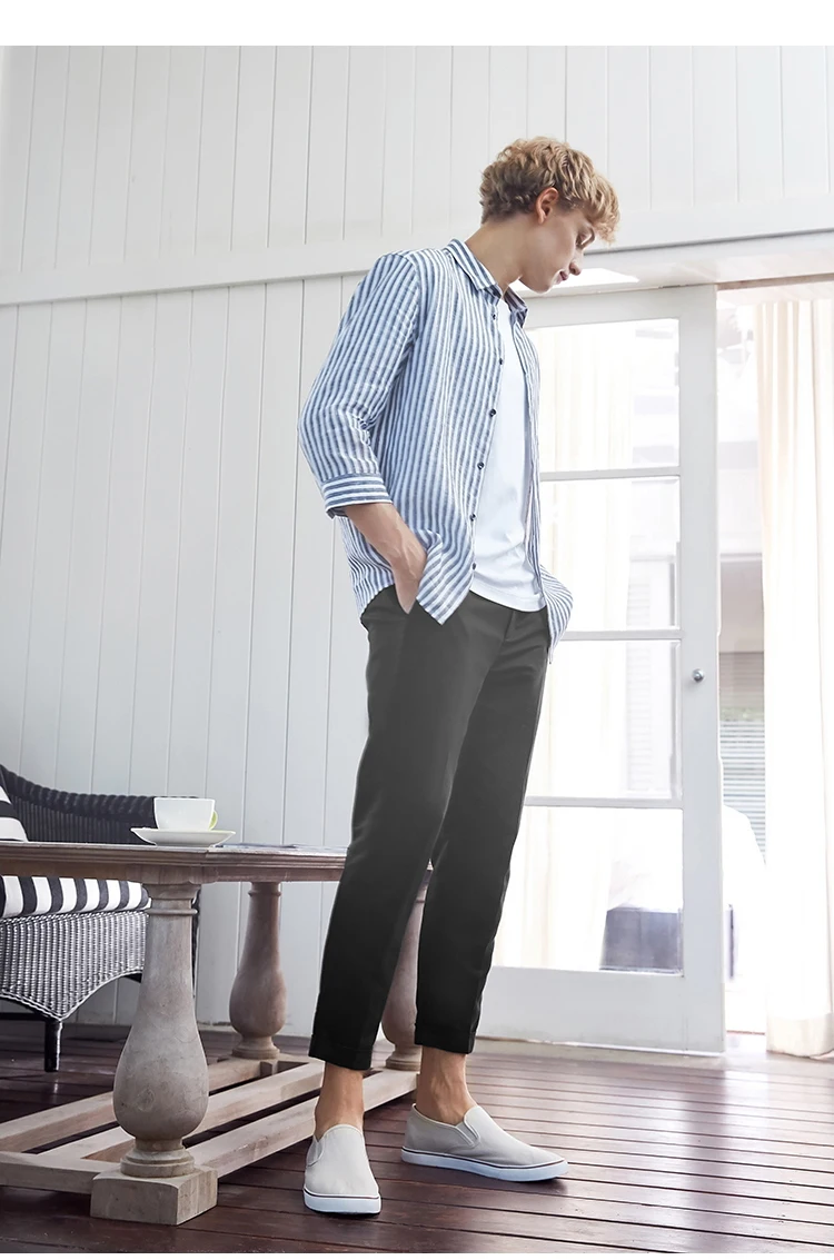 JackJones мужские зауженные льняные и хлопковые укороченные брюки повседневные брюки длиной до лодыжки мужская одежда 219114556