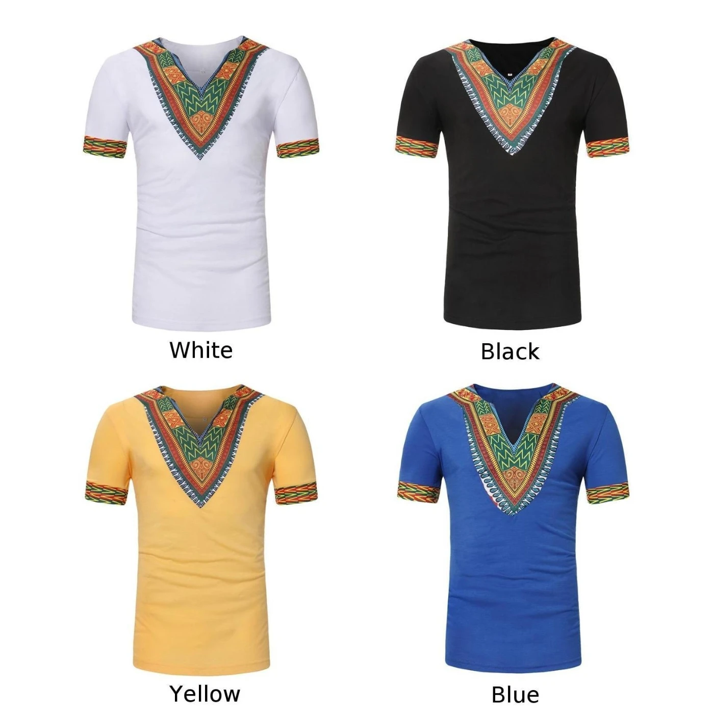 2019 Новая мужская повседневная футболка в африканском стиле с v образным вырезом и