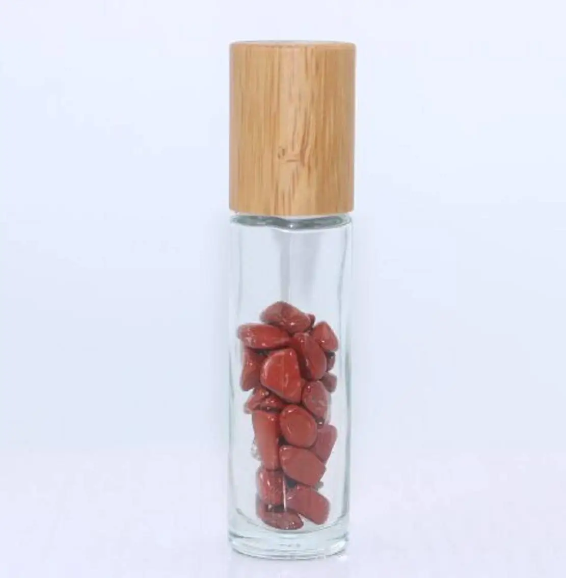 10ml Natural Gemstone Glass Roller Bottles Essential Oil Jade Roller Bottles Bamboo Cover 10pcs/lot P224