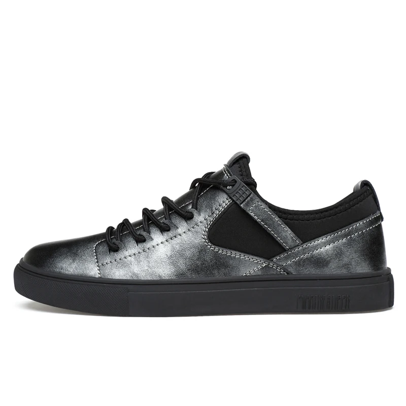 Men Genuine Leather Shoes Round Toe Retro Style Blue Grey Quality Upper Flat Breathable for Anti Skidding All Seasons | Обувь