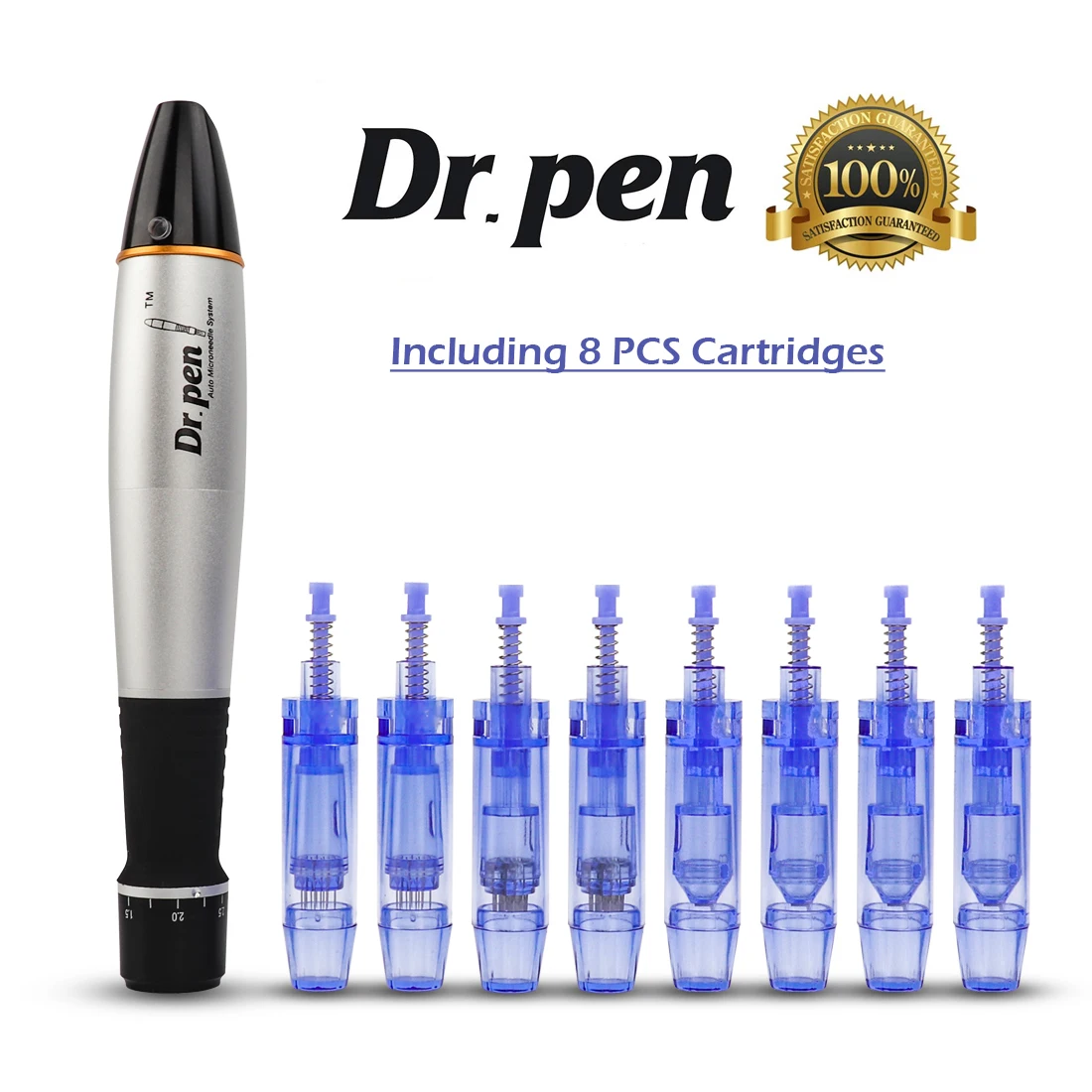 Electric Micro Needling Pen Skin Tightening Remove Scar Reduce Wrinkles Scar Marks Removal Device Skin Dr Pen with 8pc Cartridge