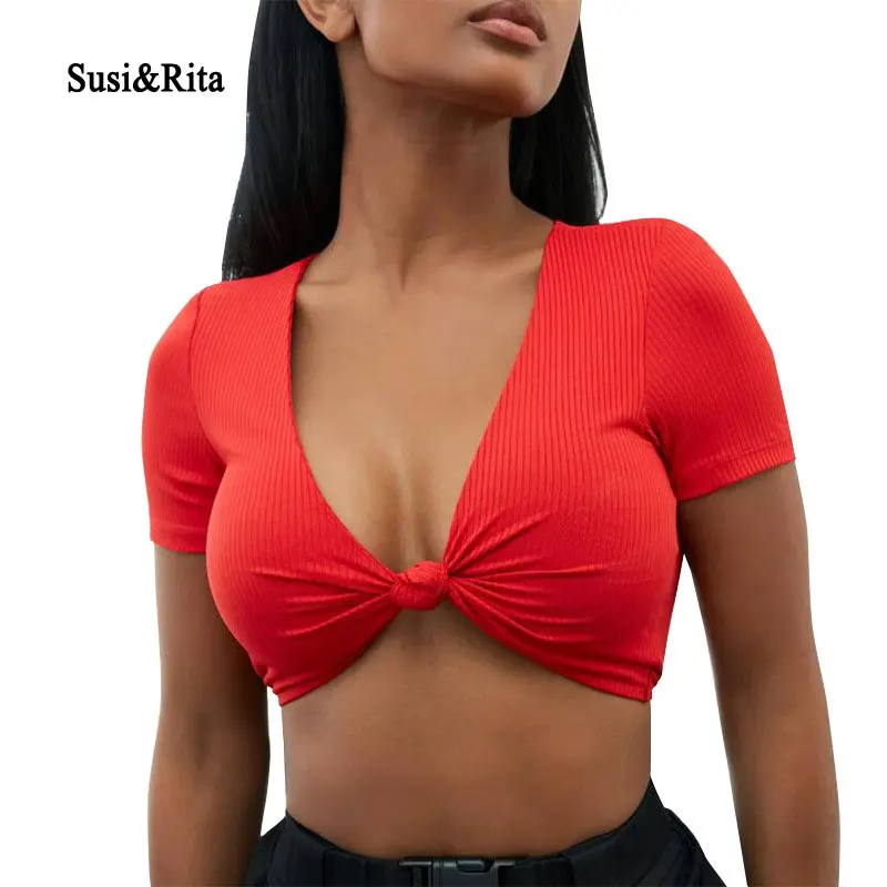 2019Susi& Rita бандажный Топ, Женская Повседневная футболка с коротким рукавом, женские хлопковые топы, летние сексуальные укороченные топы, уличная одежда, Haut Femme