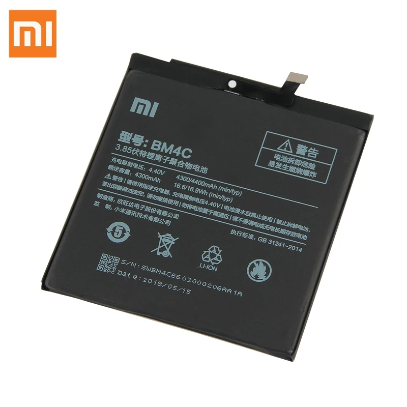 Оригинальный сменный аккумулятор для Xiaomi Mix Mi BM4C натуральная батарея телефона 4400