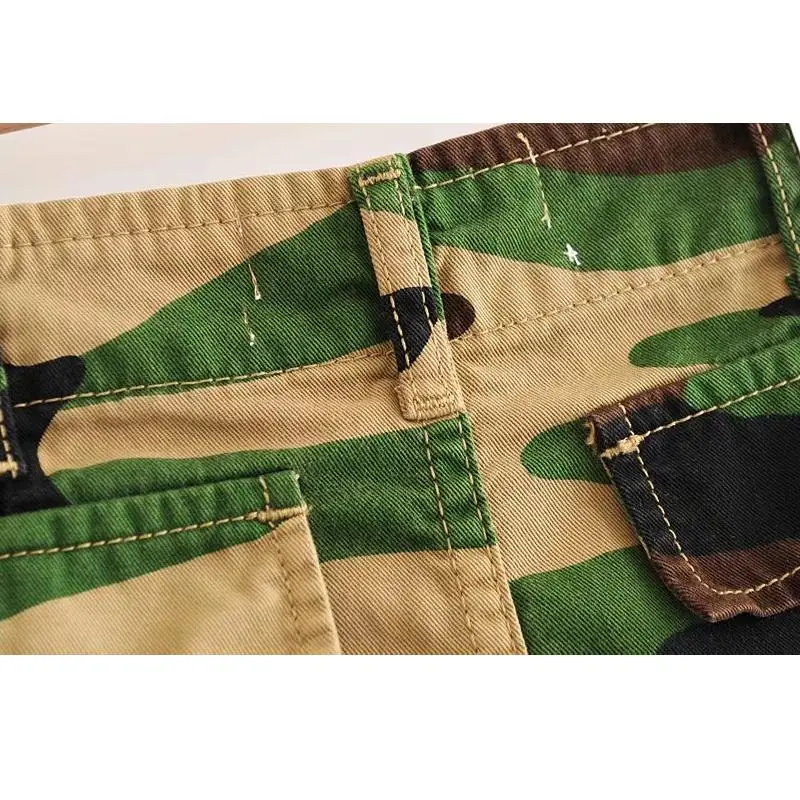 Лето 2019 boho Сексуальная камуфляжная трапециевидная юбка женская мини-юбка с