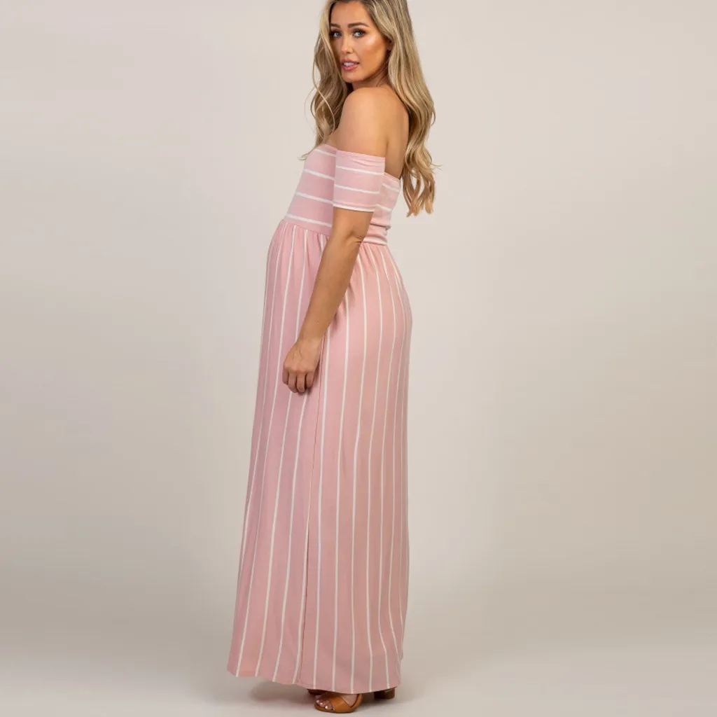 Женское платье для беременных детей Полосатое Элегантное летнее кормления