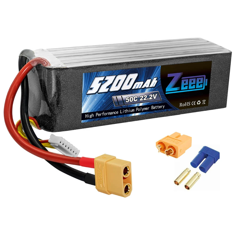 Zeee RC LiPo батарея 50C 5200mAh 22,2 V 6S XT90 LiPo батарея с XT60 EC5 для RC вертолета автомобиля лодки самолета квадрокоптера FPV - Цвет: XT90 plug