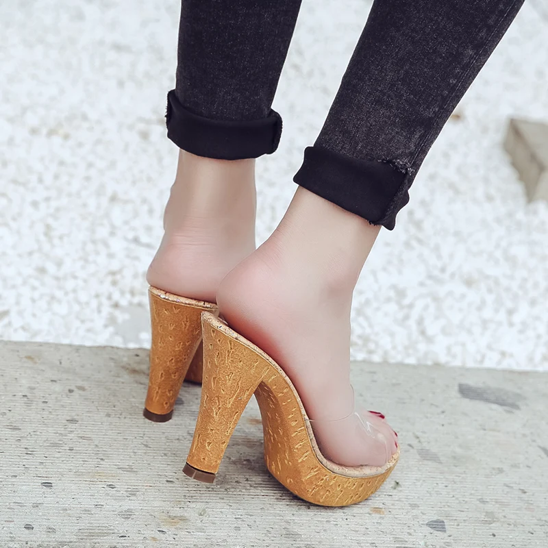 Летние тапочки на высоком каблуке 2020 водонепроницаемые шлепанцы толстой