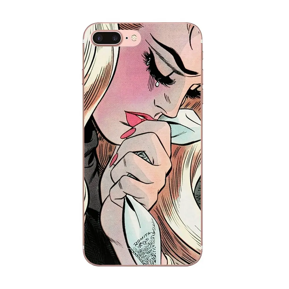 Рисунок ТПУ розовый плач девушка лицо для Apple iPhone X XS Max XR 4 4S 5 5C 5S SE 6 6S 7 8 Plus|Бамперы| |