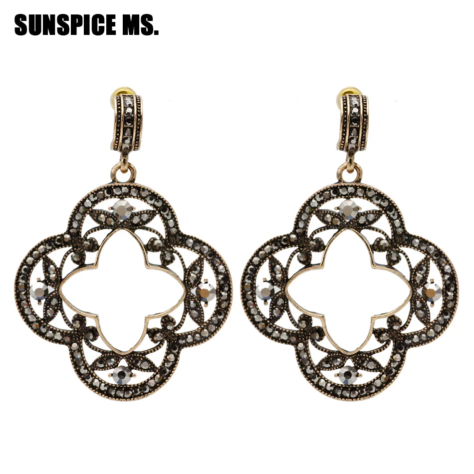 xf05gold SUNSPICE, MS, этнические, индийские, птичья клетка, серьги для женщин, античное золото, серебро, цвет, Египетский, серьги-капли, Ретро стиль, Ретро стиль, бохо, Древние ювелирные изделия - Окраска металла: xf05gold