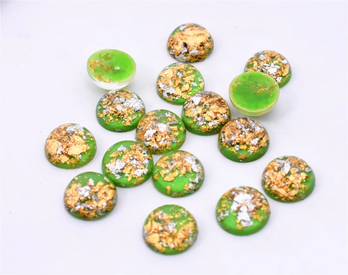 30 шт./лот 12 мм Новый Модный Зеленый цвет встроенный металл с плоским основанием