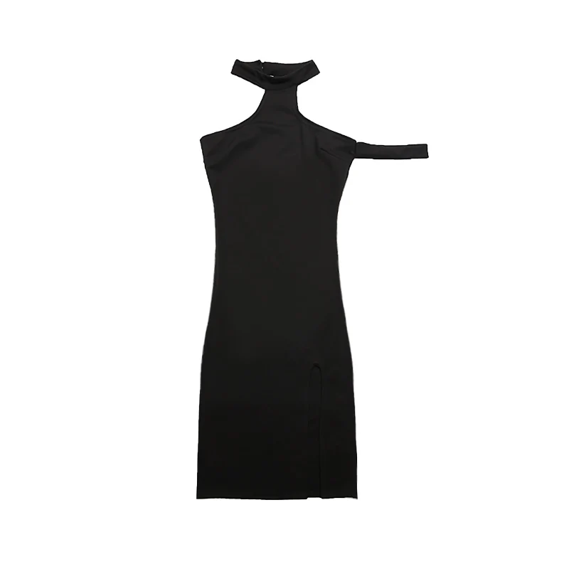 summer new sexy club style party dress bodycon bandage Women's Clothing off shoulder split Package hip halter black dresses hot | Женская