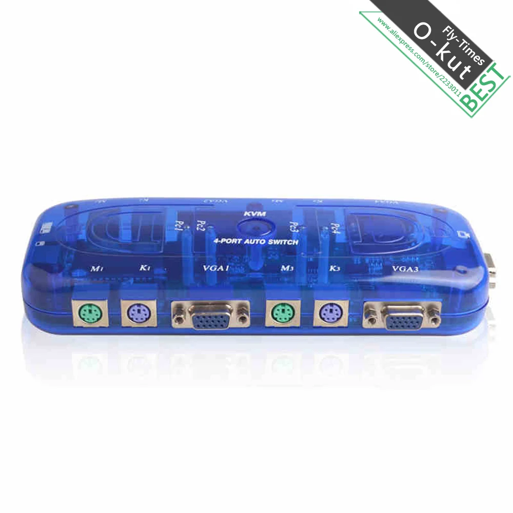 4 порта PS2 KVM Переключатель для Управления Компьютерами Монитор Клавиатура Мышь