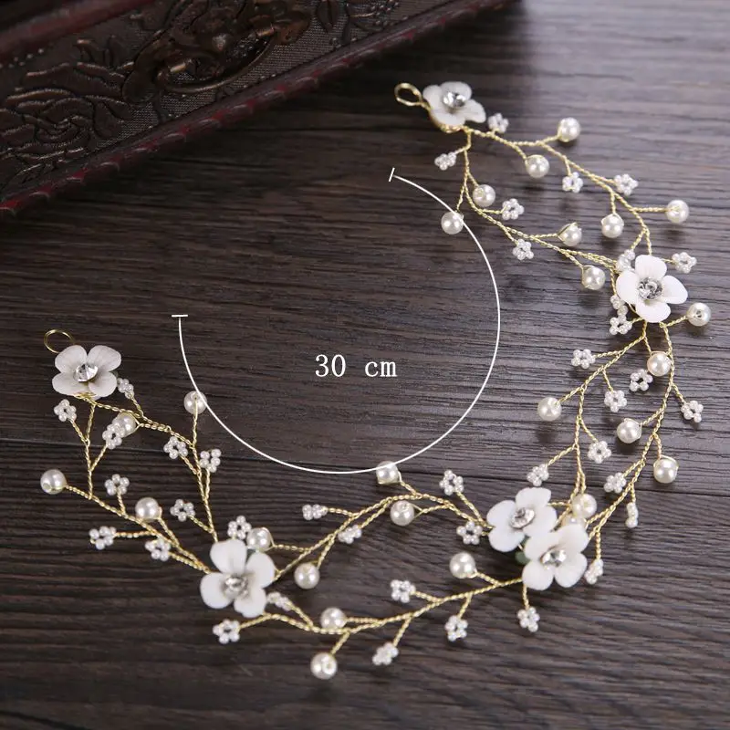 Pearl Flower Headband Wedding Hair Jewelry Bridesmaid Bride Women Accessories Head Tiara | Украшения и аксессуары