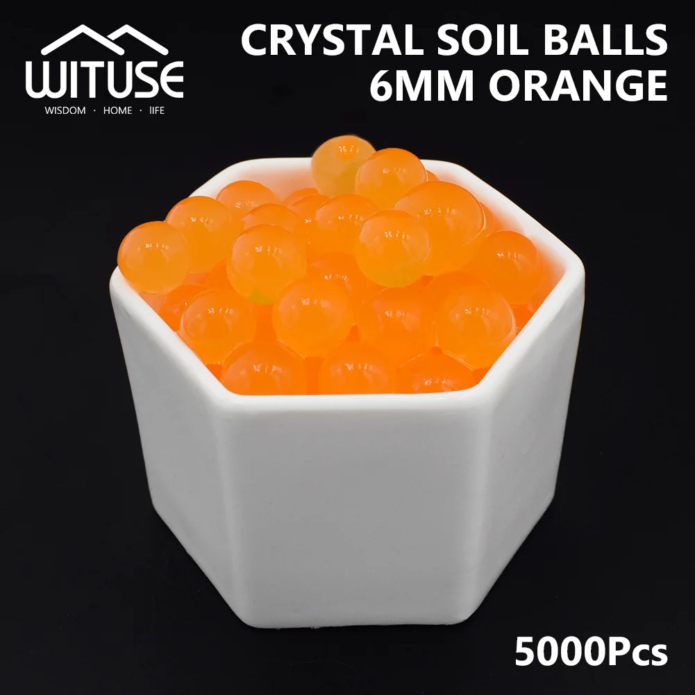 Orange 5000 шт 6 мм в форме жемчуга 6-8 мм большой кристалл почвы воды бусинки грязи растут волшебный Желейный шарик детская игрушка Свадьба домашний декор гидрогелевые бусины - Цвет: Orange