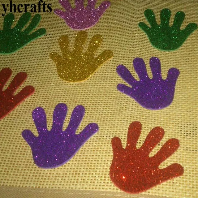 12PCS glitter hand 1 сумка/Лот. Форма руки пенные наклейки детский сад орнамент, Ранние обучающие промыслы набор для скрапбукинга Классические игрушки ручной работы домашнюю работу - Цвет: 12PCS glitter hand