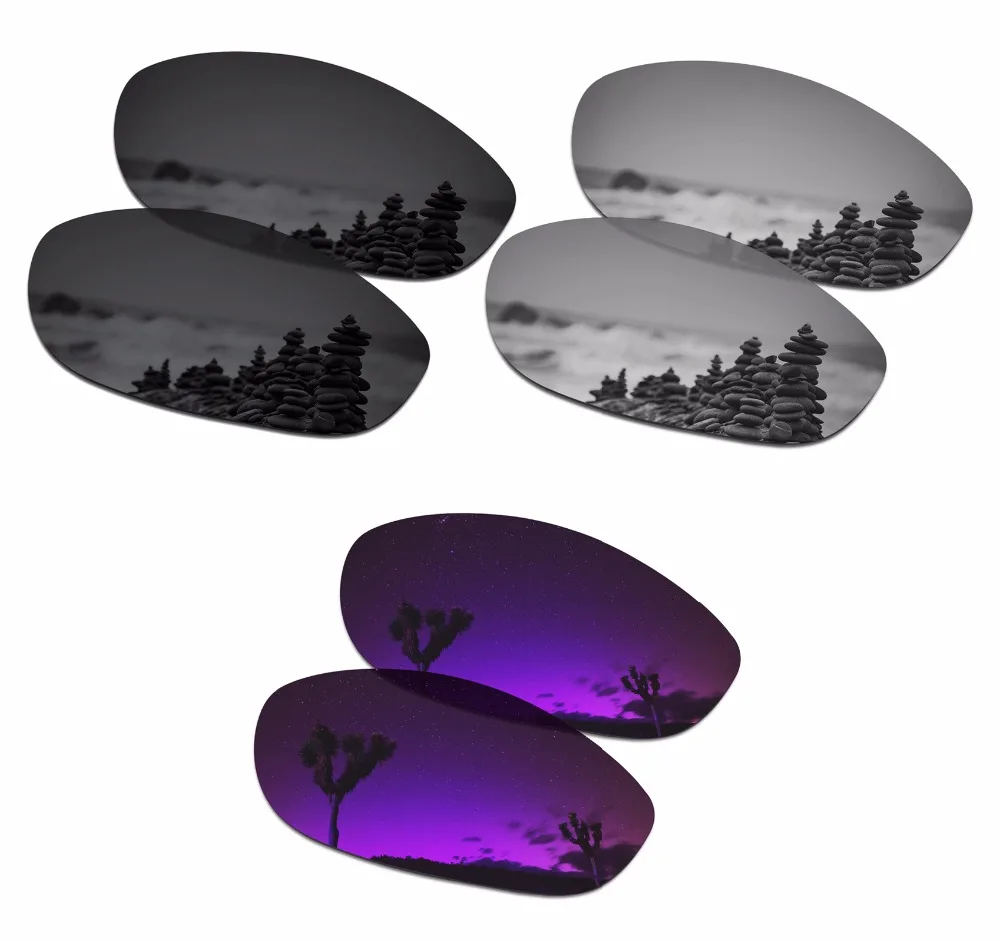 

SmartVLT 3 Pairs Polarized Sunglasses Replacement Lenses for Oakley Monster Dog Stealth Black & Silver Titanium & Plasma Purple