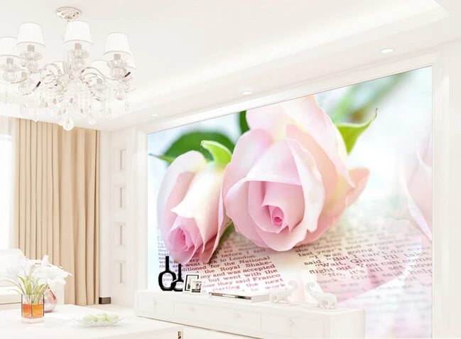

Custom papel DE parede floral, romantic pink roses murals for the sitting room the bedroom TV wall waterproof papel DE parede