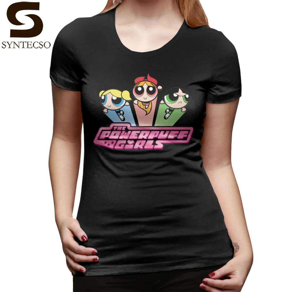 Powerpuff футболка Powerpuff для девочек, футболка с коротким рукавом, уличная мода, женская футболка большого размера, хлопковая забавная женская футболка