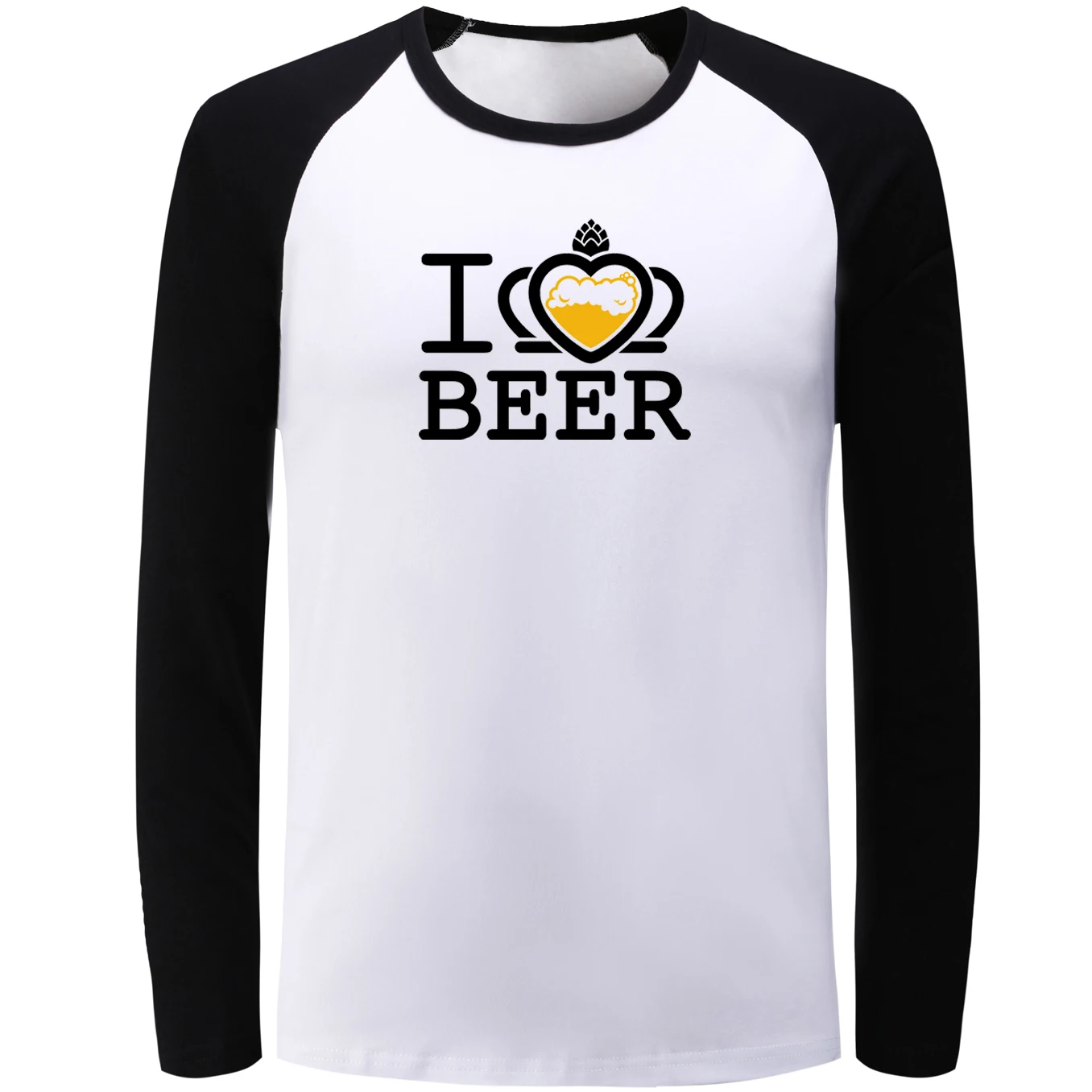 IDzn уличный стиль реглан футболка с длинным рукавом I Love Beer графическая для мужчин