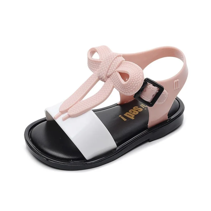 Mini Melissa/Новинка года; прозрачные сандалии для девочек; детская обувь с изображением Микки-Палм; римские детские сандалии; сандалии для девочек Melissa; дышащие; 13-18 см - Цвет: Black