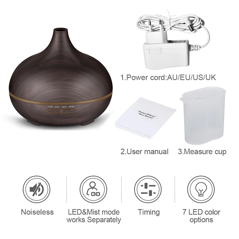 

300ml air humidifier aromatherapy oil diffuser household wood sprayer