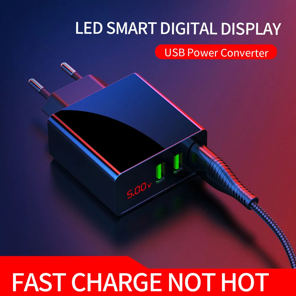 LED Display EU 3 USB Charger 5V 3A Mobile Phone Fast Charging Travel Wall For iPhone Samsung Xiaomi Max 2.4A | Мобильные телефоны и