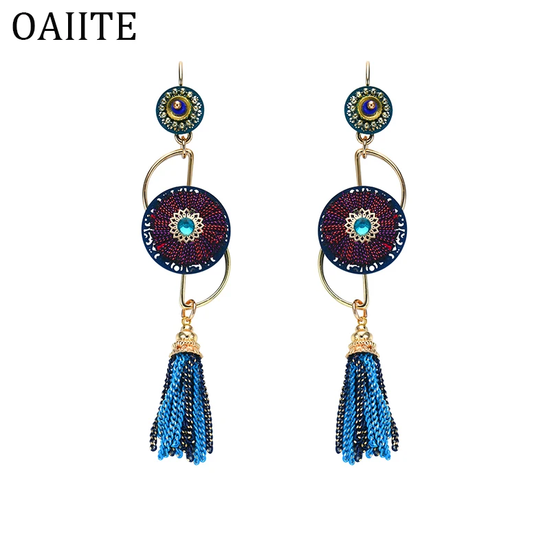 Oaiite Винтаж богемный Серьги для Для женщин Этническая кисточкой Длинные серьги