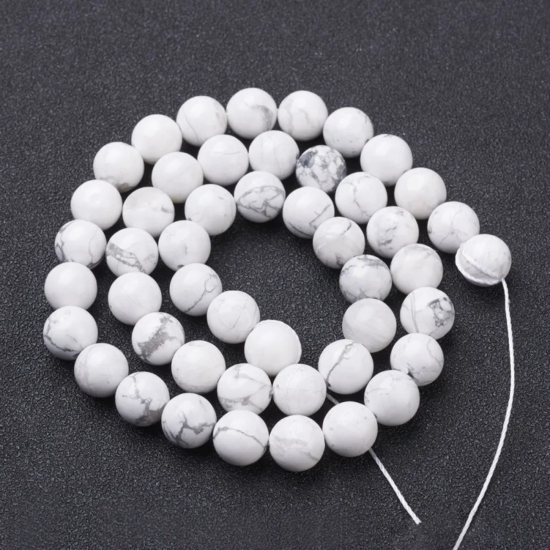 

10 нитей 8 мм натуральный круглый белый Howlite крашеный камень рассыпчатые бусины для самостоятельного изготовления ювелирных изделий Браслет...