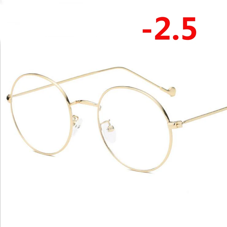 myopia 250 1,0-1,5-2,0-6,0 готовые очки для близорукости унисекс Ультра-светильник металлическая Золотая оправа Очки для близорукости с градусом - Цвет оправы: myopia 250