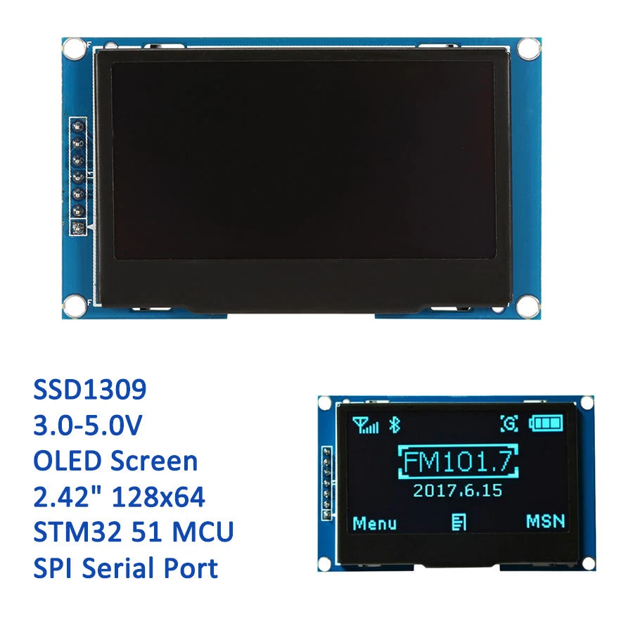 Модуль ЖК дисплея 2 42 дюйма oled дисплей 12864 SPI OLEDS синий экран 3 в 5 SSD1309 совместим с C51