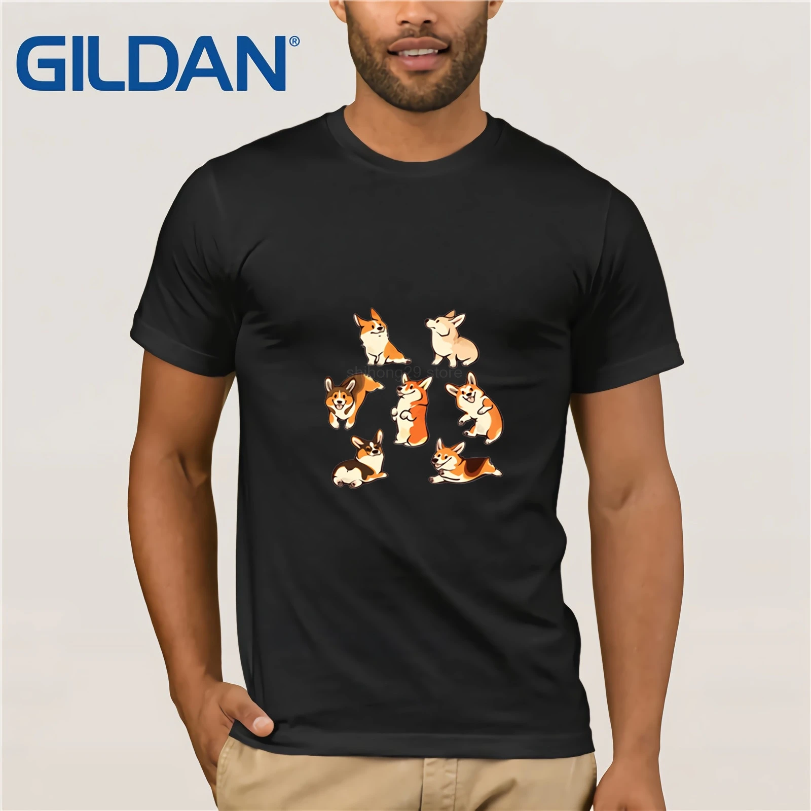 Camisetas Homme Топы хипстерская футболка каваи веселый корги Для мужчин Милая с для