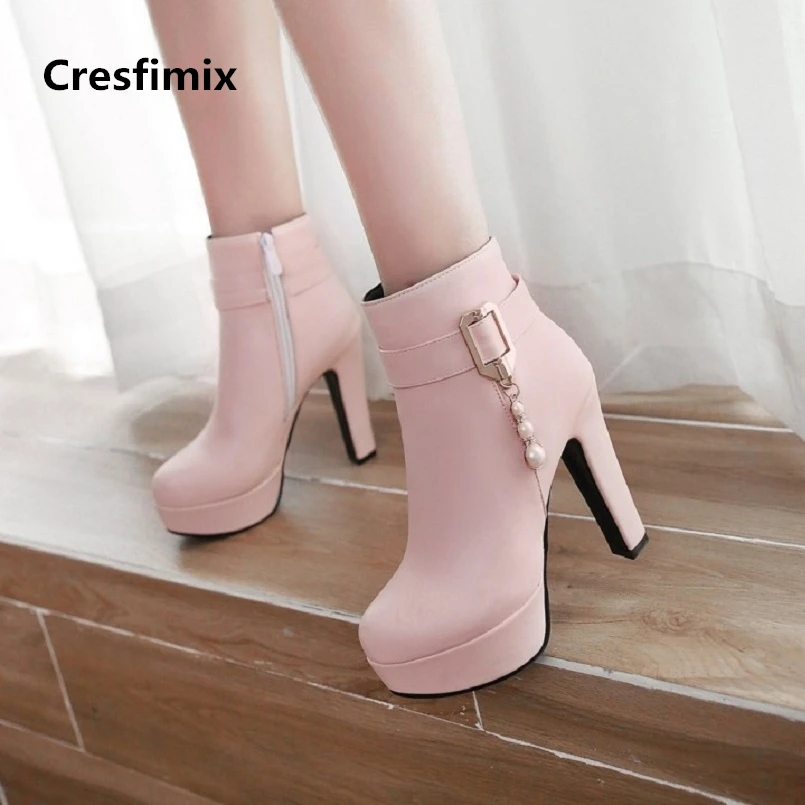 Cresfimix/2018 женские модные удобные бежевые осенние и зимние теплые ботинки botas femininas