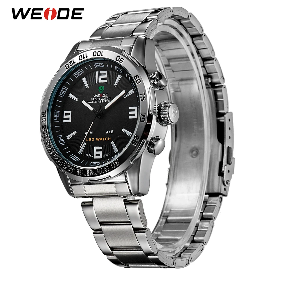 WEIDE спортивный Аналоговый светодиодный дисплей мужские часы 30 м
