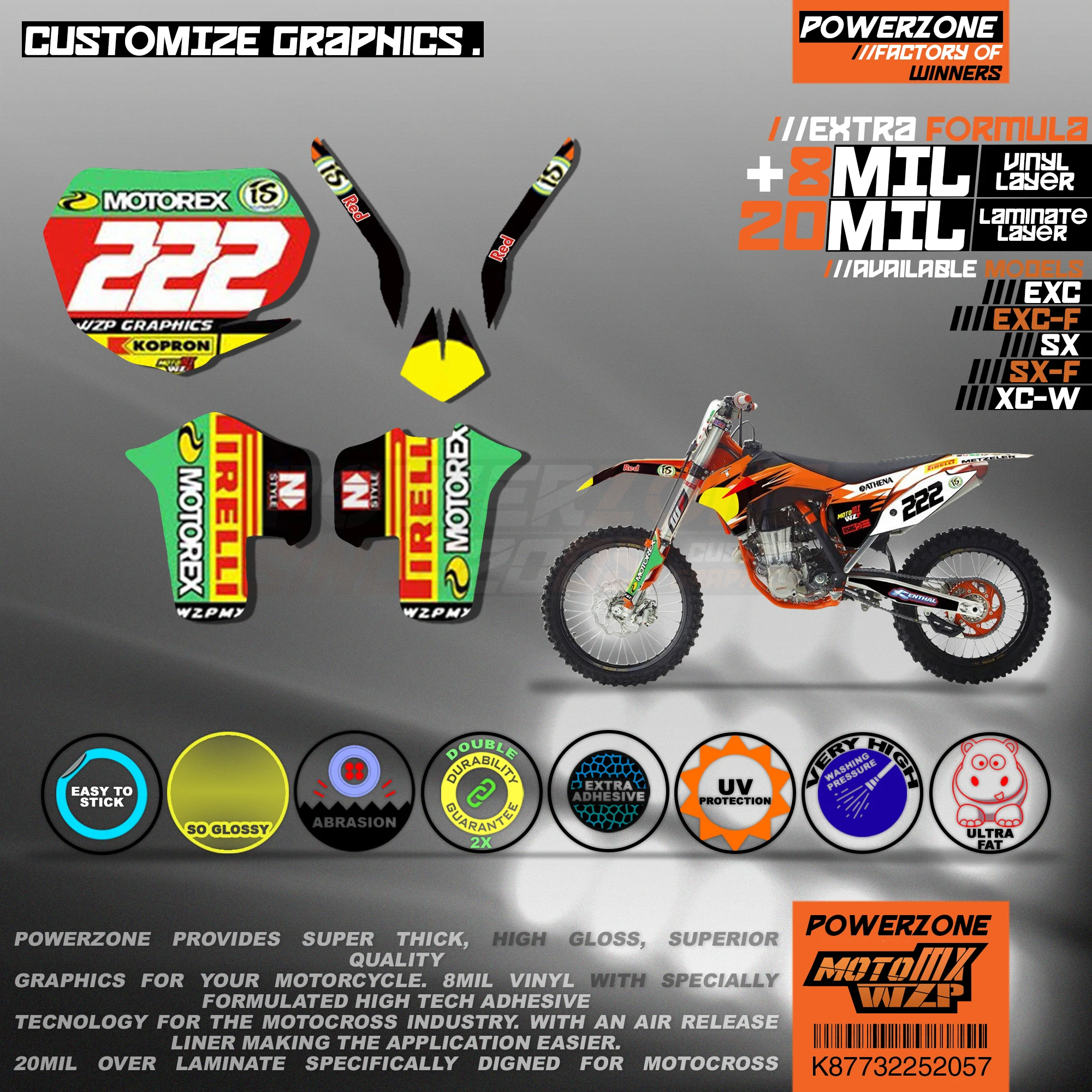 PowerZone пользовательские команды графики фоны наклейки 3m Набор для KTM SXF MX EXC XCW Enduro