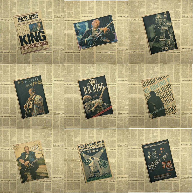 Винтажный постер B.B.KING Kraft ретро ностальгия рок старый гитарист Брюс блюз | Дом и