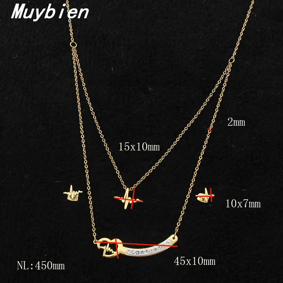 MUYBIEN Gold Color Lightning Ladies Necklace Earrings Jewelry Set Stainless Steel Charm Wedding Engagement Bijoux SGEKAXAJ | Украшения и