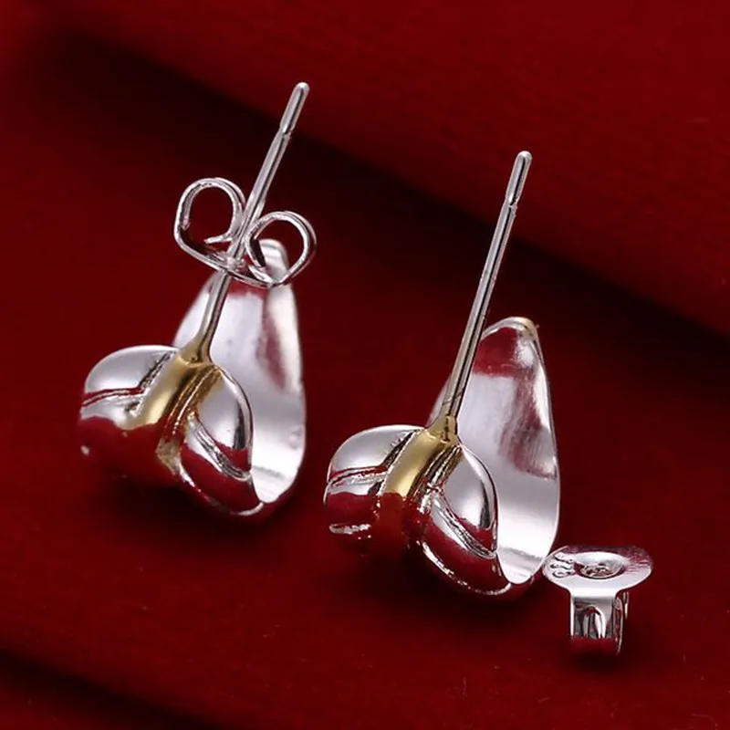 Free shipping Hot selling 925 plating silver earrings fashion jewelry Silver Plated Earrings Leather E039 | Украшения и