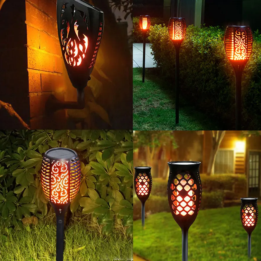 Мерцающее пламя светодиодная Солнечный фонарь уличного освещения лампа