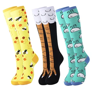 Pack2 VPM/3 пары/партия, хлопковые чулки Harajuku, милые, чистый Единорог, кошка, курица, Кит, пчела, Череп, до колена, женские длинные, теплые, зимний подарок - Цвет: Pack2
