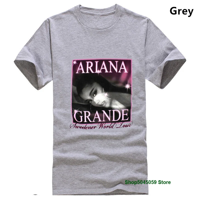 Серый Ariana Grande Sweetener World Tour Футболка белая большая спасибо следующая большая скидка Хлопковая мужская футболка с принтом Футболка с круглым вырезом - Цвет: Серый