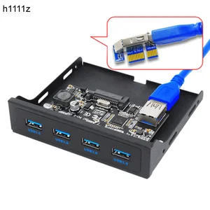Переходник PCI-E на USB 3,0 PC, лицевая панель, USB-карта расширения, переходник PCIE USB 3,5 дюйма, гибкая панель USB3.0, Кронштейн передней панели PCI Express x1 Riser