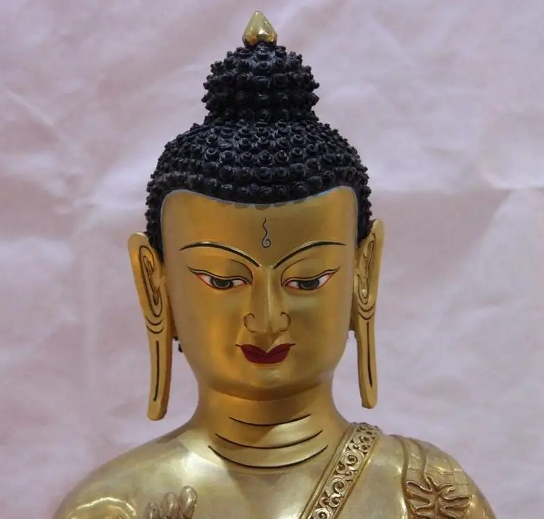 Тибет Буддизм Храм Медь Свинка Шакьямуни Rulai Татхагата Статуя Будды | Дом и сад