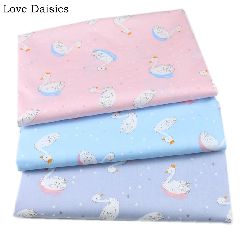 Твил из 100% хлопка серые розовые голубые Мультяшные милые маленькие белые