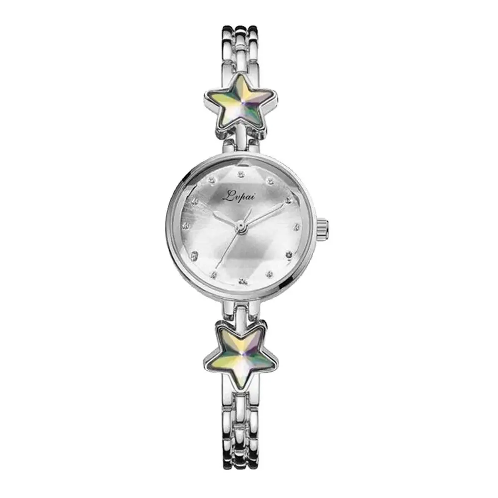 Silver White Lvpai Лидирующий бренд женские кварцевые часы со звездами маленькие женские наручные часы с браслетом модные элегантные часы Relojes Mujer - Цвет: Silver White