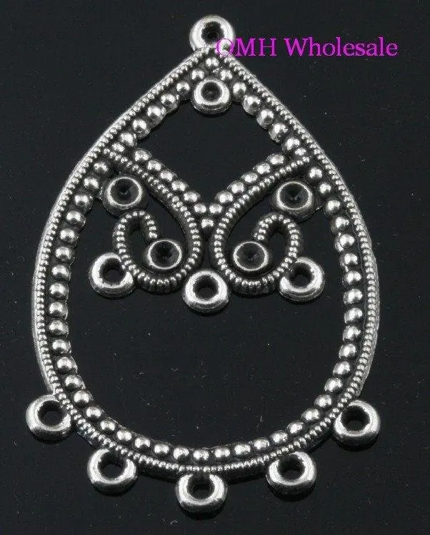 

OMH wholesale Free ship 20pcs The butterfly Tibetan silver pendants earring connectors findings Drop Earrings 47X31MM EH402